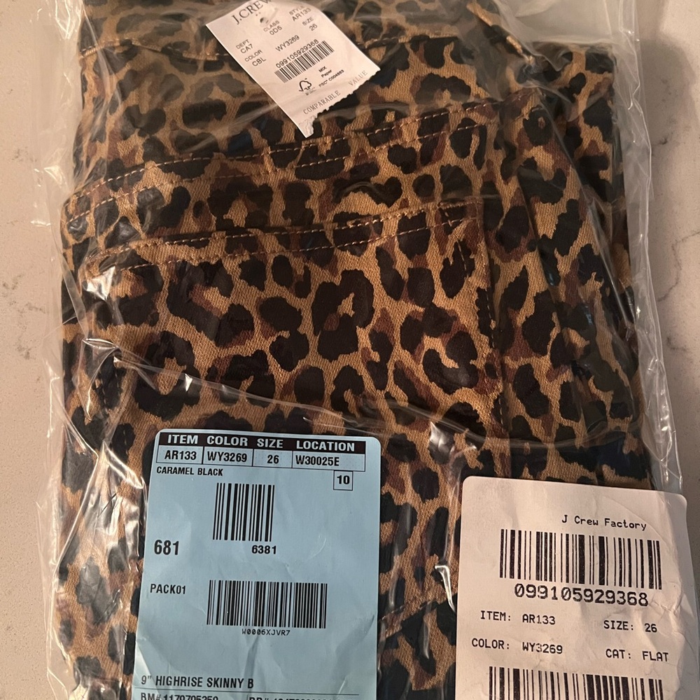 J. Crew Factory Caramel and Black Animal Print Skinny Jeans
